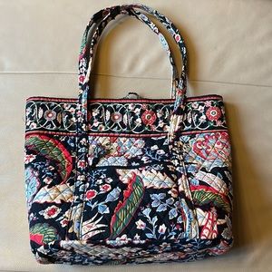Vera Bradley black floral quilted tote bag